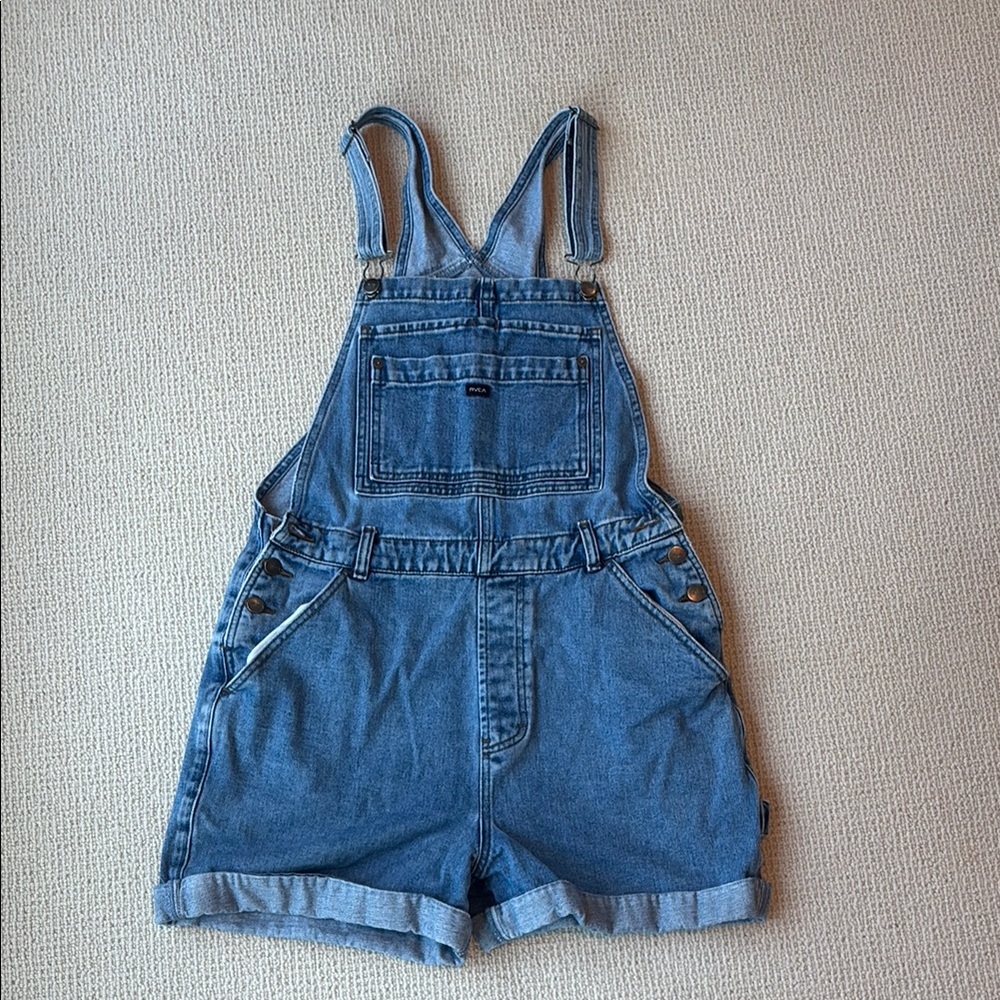 RVCA Blue Denim Overall Shorts